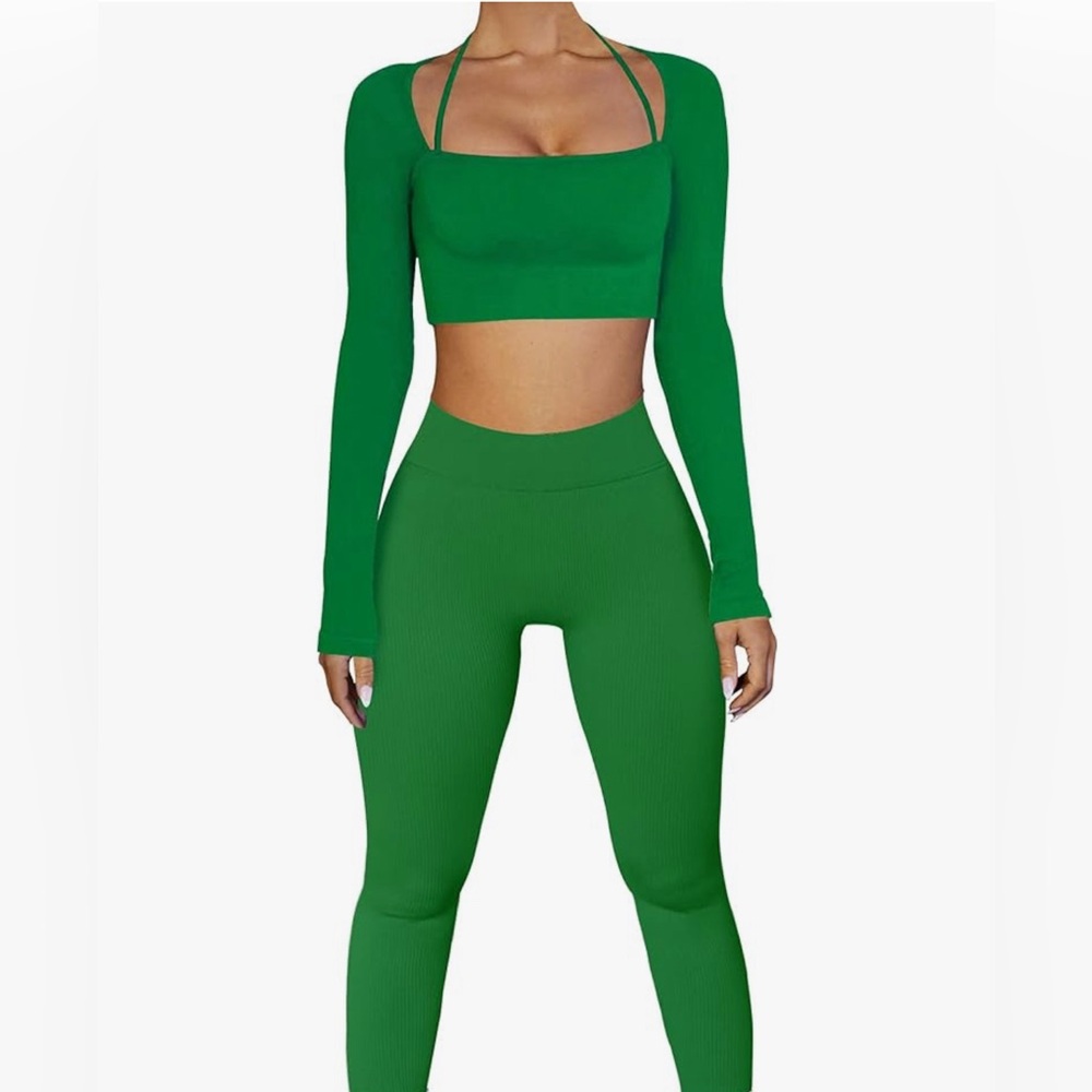 OLCHEE Womens Workout Sets 2 Piece - Seamless Ribbed Gym Outfits Large NEW✨